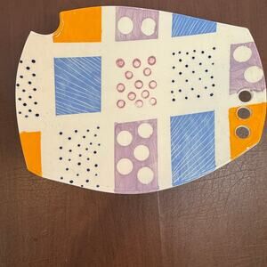 Handmade Colorful Geometric Ceramic Plate Wall Art Decor Modern Boho